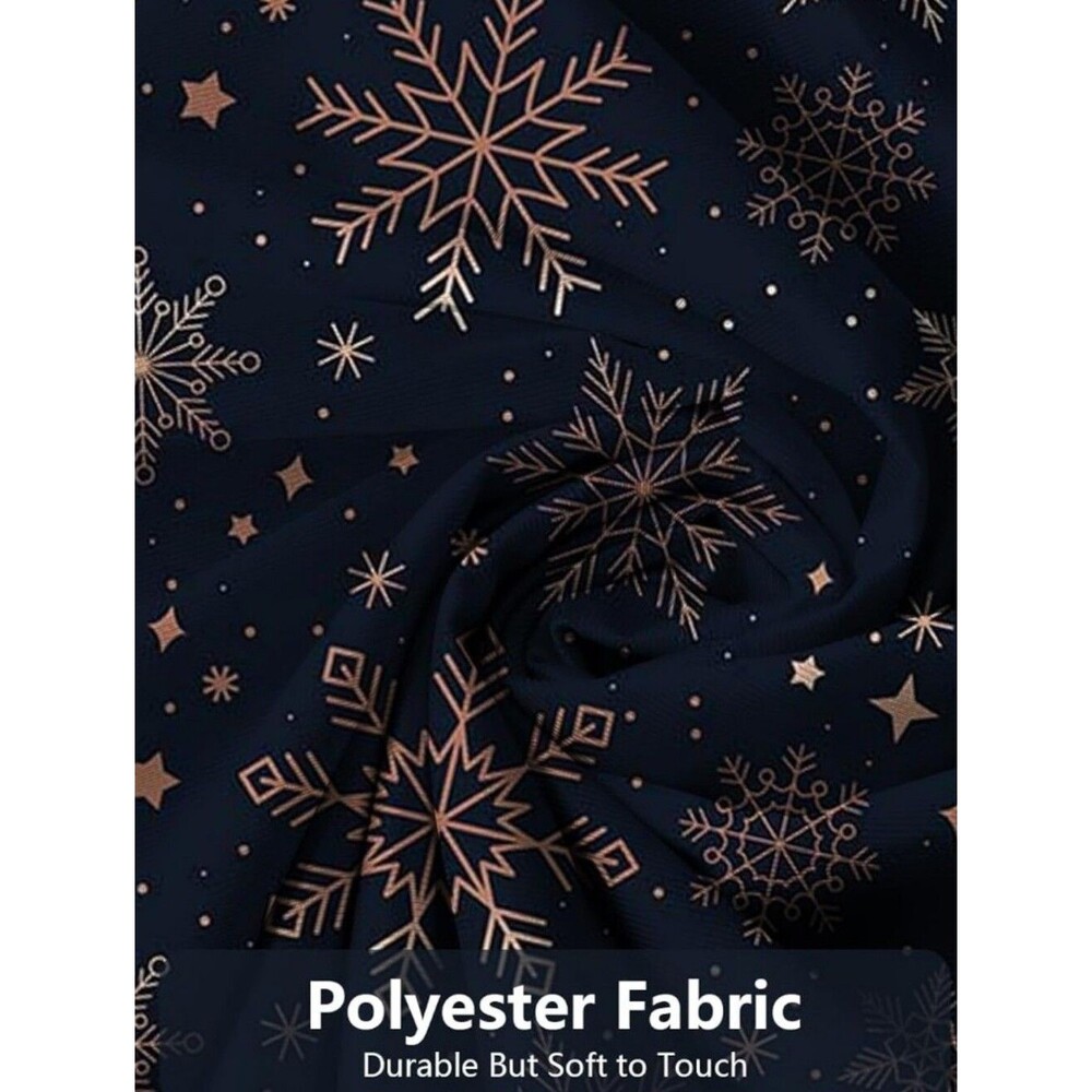 Shower Curtain, 72"x72", Black With Gold Snowflakes, EUC
